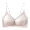Light pink lace-trimmed bras without underwire are comfortable, breathable and adjustable Item Picture